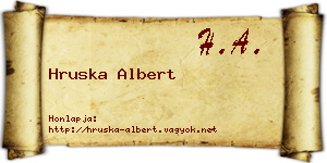 Hruska Albert névjegykártya